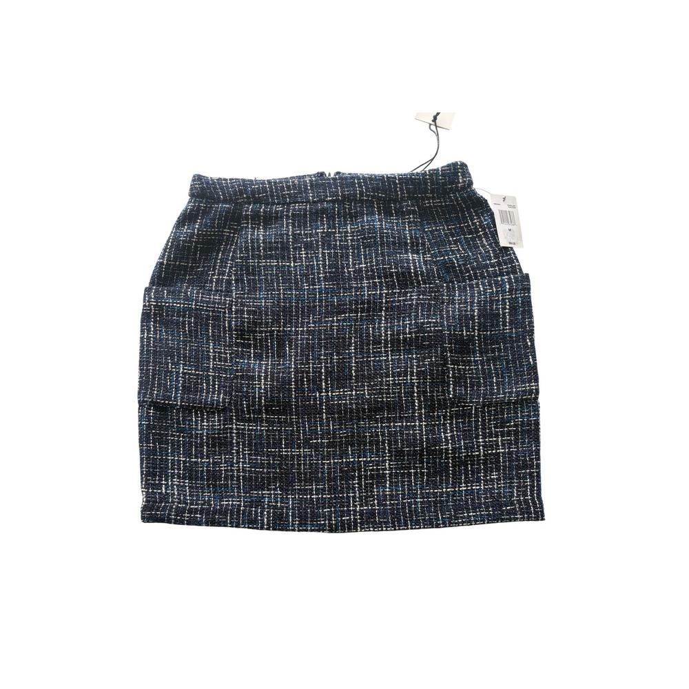 Rebecca Minkoff Blue‎ Black Plaid Tweed Mini Skirt NWT Womens Medium